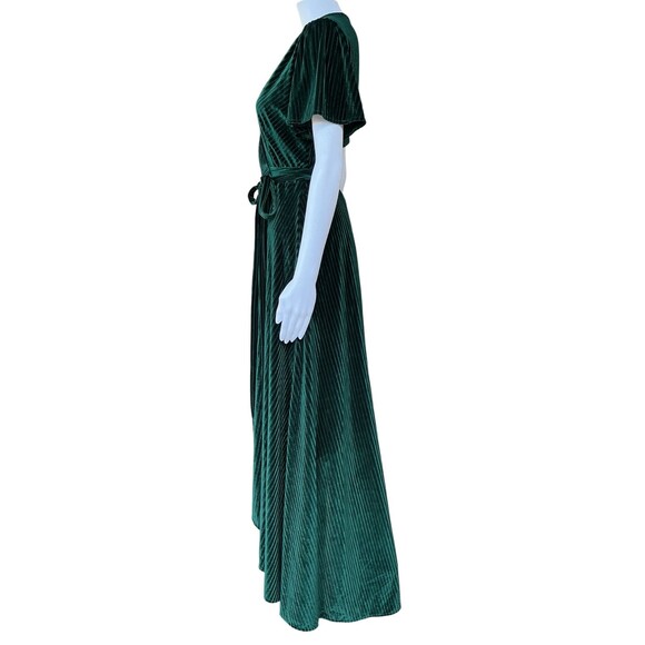 Baltic Born Andi Ribbed Velvet Wrap Maxi Dress sz M Holiday Event Emerald Green - Picture 8 of 11
